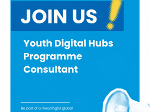 Recruitment graphic for the ITU Youth Digital Hubs Programme Consultant opportunity, featuring GSLDC and ITU logos.