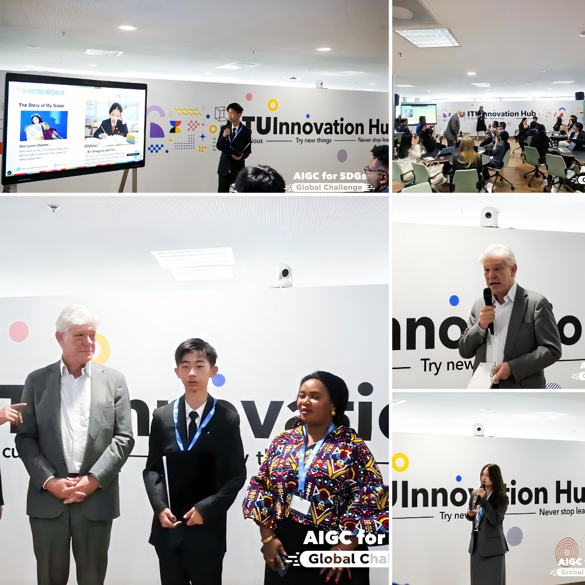 Wang Jinjunhao speaking at side event during the AI for Good summit week